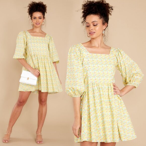 Size medium It’s Your Choice Yellow Floral Print Dress from Red Dress Boutique - Picture 1 of 5